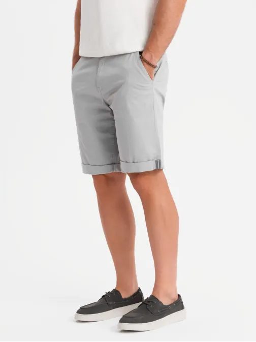 Pánske šedé chinos šortky s lemom V12 SRCS-0197
