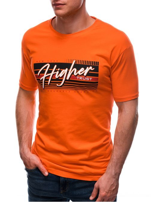Oranžové tričko s krátkym rukávom Higher S1686