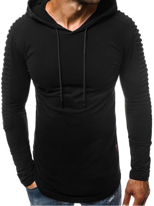 Moderné čierne tričko s dlhým rukávom  MECH/2148TZ