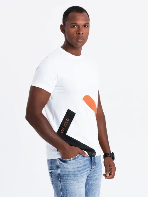 Trendy biele tričko s krátkym rukávom V2 TSPT-0219