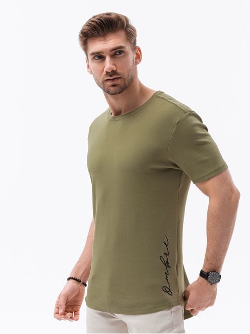 Trendové olivové tričko S1387