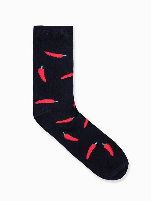 Čierne ponožky s čilli papričkami U47