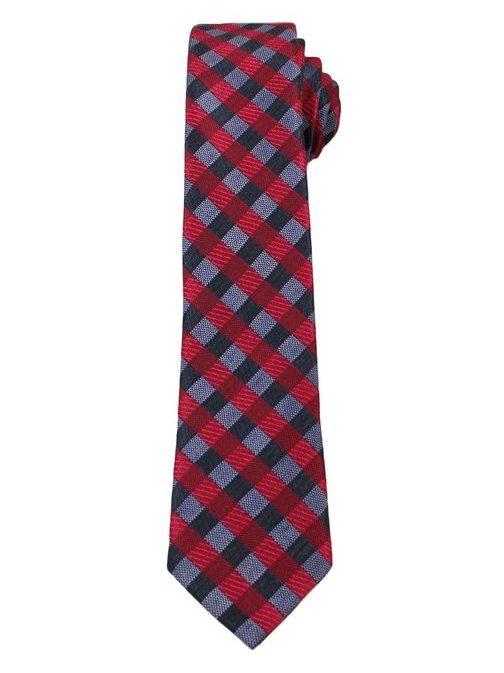 Červeno-granátová kockovaná kravata