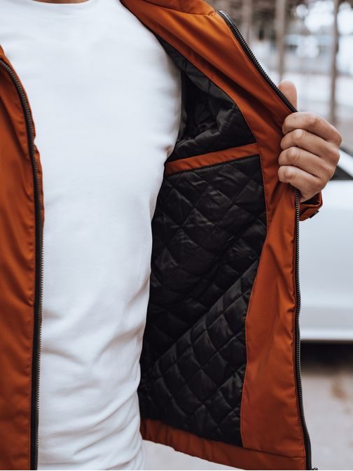 Pánska prechodná kamelová bunda s kapucňou