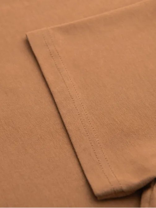 Basic hnedé bavlnené tričko s okrúhlym výstrihom V21 TSBS-0236