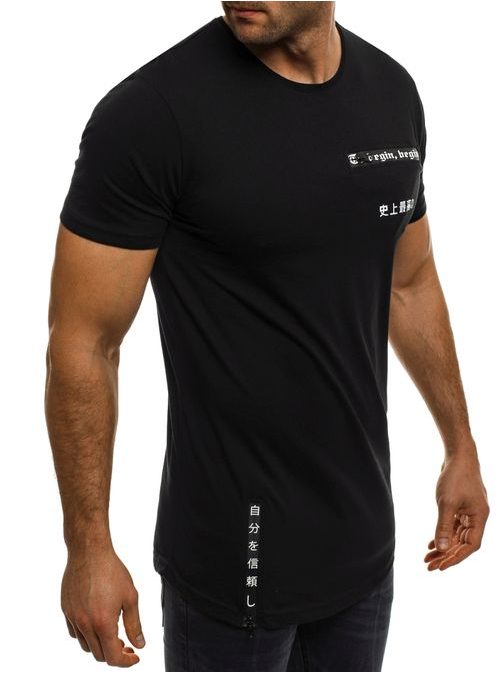 Štýlové predĺžené tričko so zipsami čierne BREEZY 293