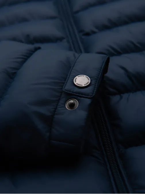 Jedinečná modrá prešívaná bunda s vysokým golierom V1 JALP-0231