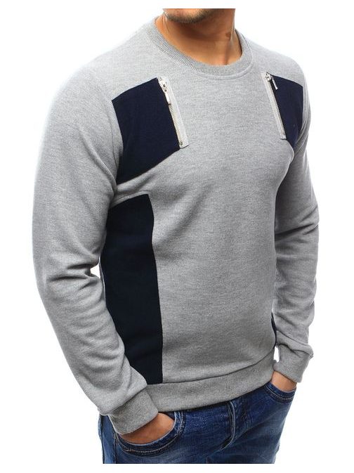 Sivý sveter s ozdobnými zipsami