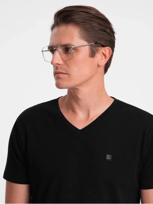 Trojbalenie farebných bavlnených tričiek s V výstrihom a s logom Z100-V1