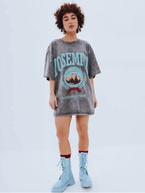 Dámske módne grafitové tričko s potlačou Zakuani