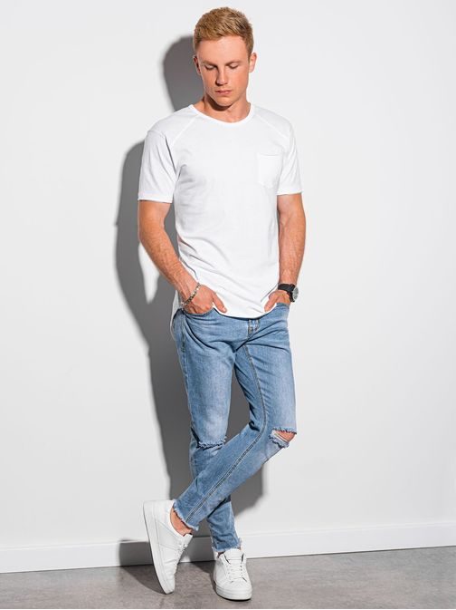 Trendové biele tričko s prešívaním S1384