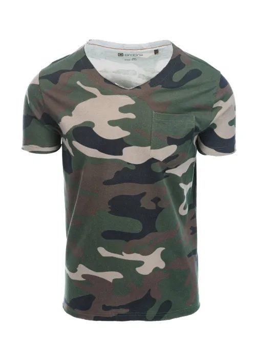 Moderné khaki maskáčové tričko S1616