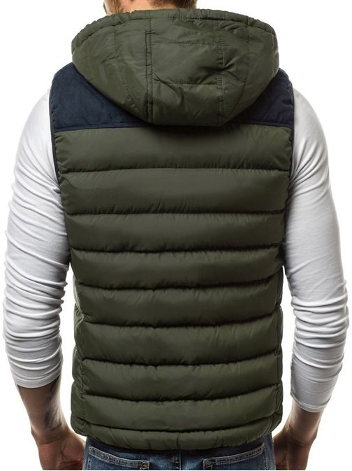 Štýlová khaki vesta s kapucňou N/5371