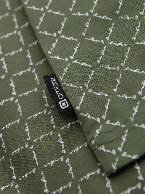Pánske olivové tričko s trendy potlačou V2 TSFP-0250
