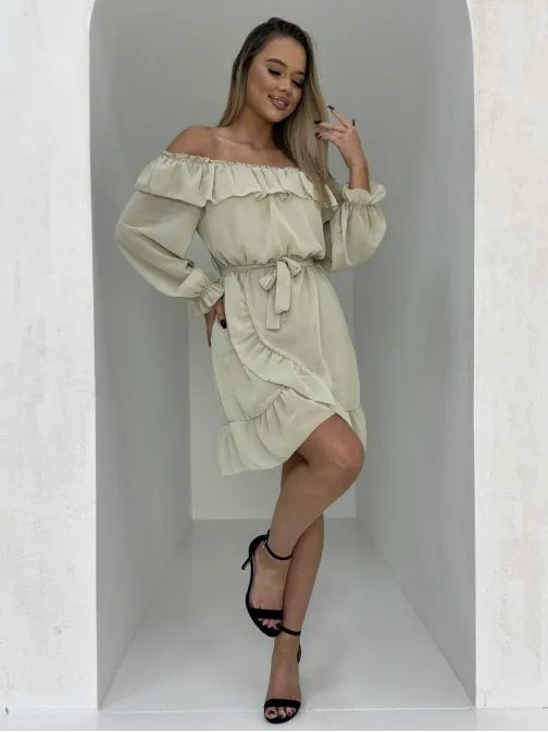 Jedinečné béžové dámske šaty dlr106