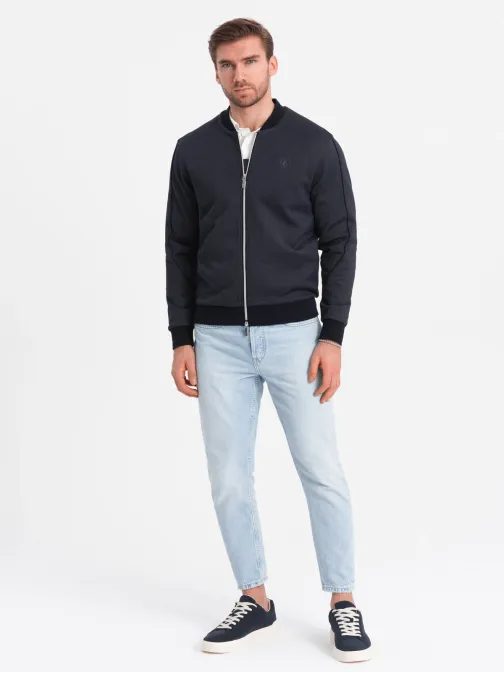 Trendy tmavo modrá bomber bunda V1 JANP-0153