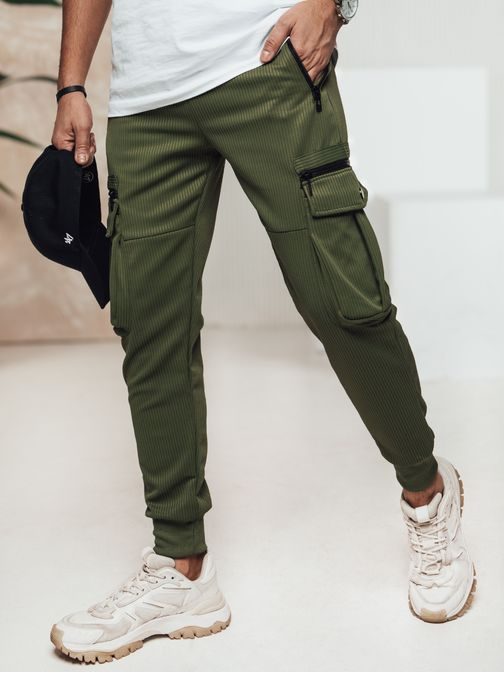 Trendy zelené kapsáčové joggery