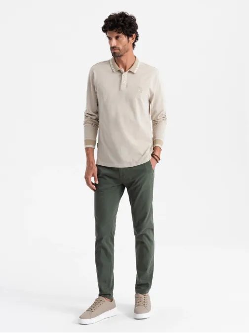 Bavlnená zaujímavá  piesková  polokošeľa V4 OM-POLS-0129