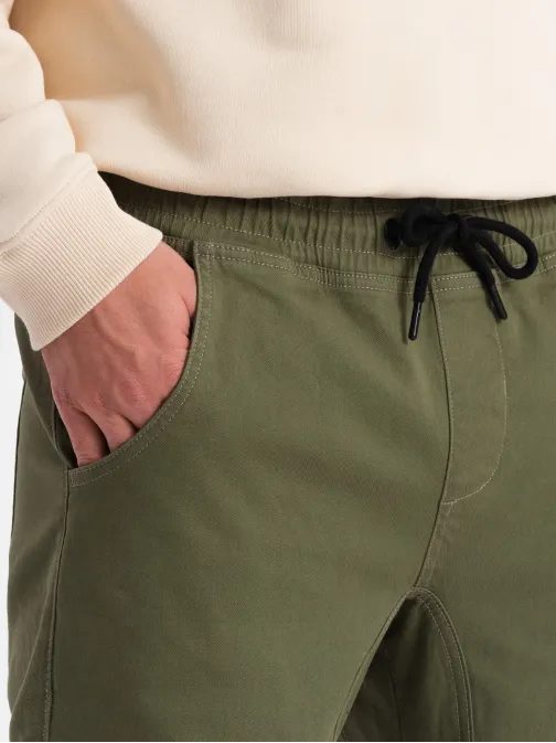 Trendové olivové joggery P886