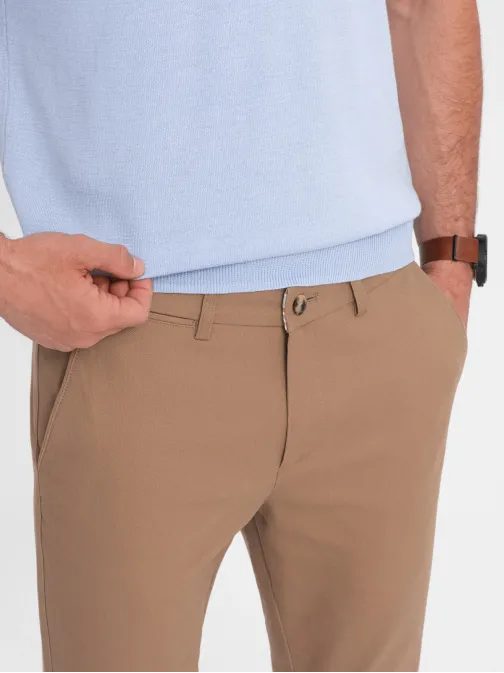 Pánske svetlo hnedé chinos nohavice slim fit V2 PACP-0186