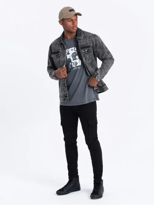 Grafitová prechodná rifľová bunda V5 JADJ-0123