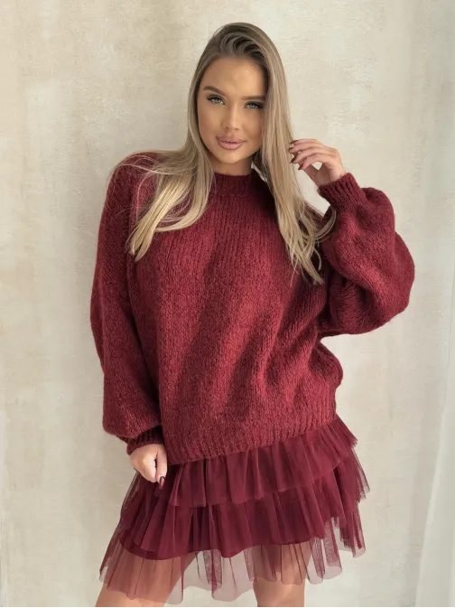 Módna bordová mini sukňa GLR017