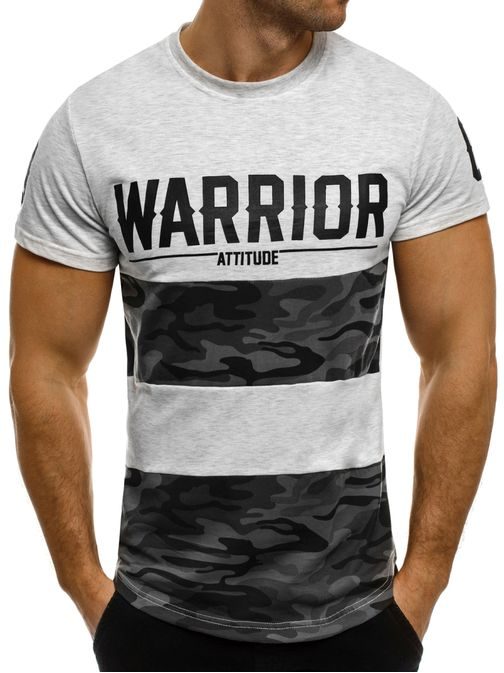 Šedé WARRIOR tričko s maskáčom J.STYLE SS033