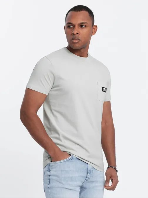 Trendy tričko s ozdobným vreckom svetlo zelené V2 TSCT-0109