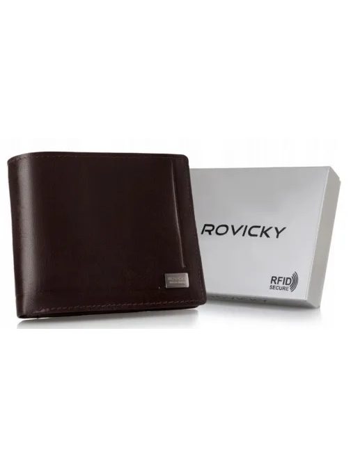 Kožená hnedá pánska peňaženka Rovicky