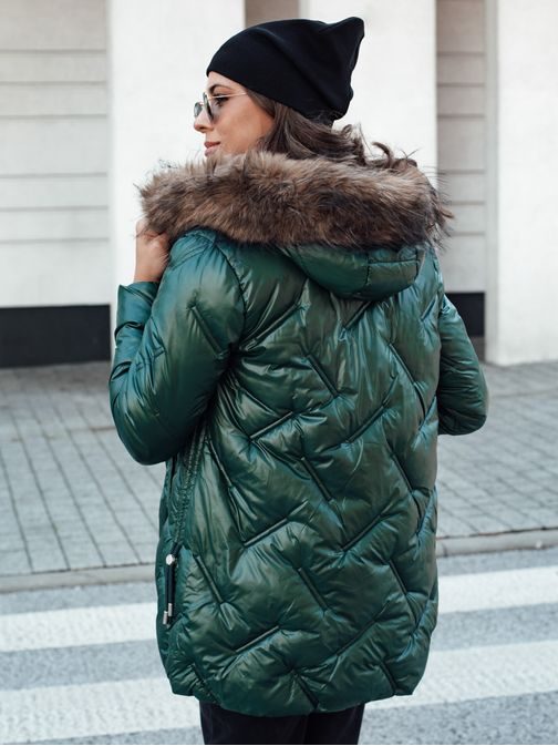 Krásna dámska tmavozelená zimná bunda Classiq
