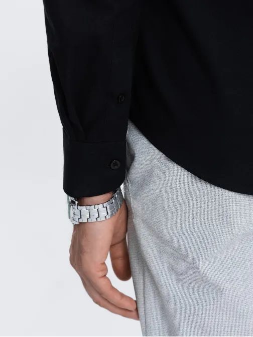 Elegantná čierna košeľa oxford V3 OM0114