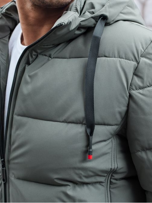 Trendy zimná bunda s kapucňou v šedom prevedení