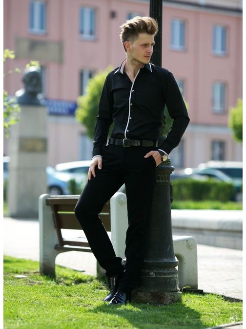Elegantná čierna košeľa V120