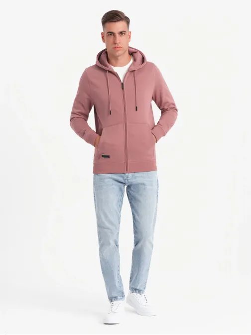 Bavlnená mikina pre mužov ružová v4 om-ssbz-0160