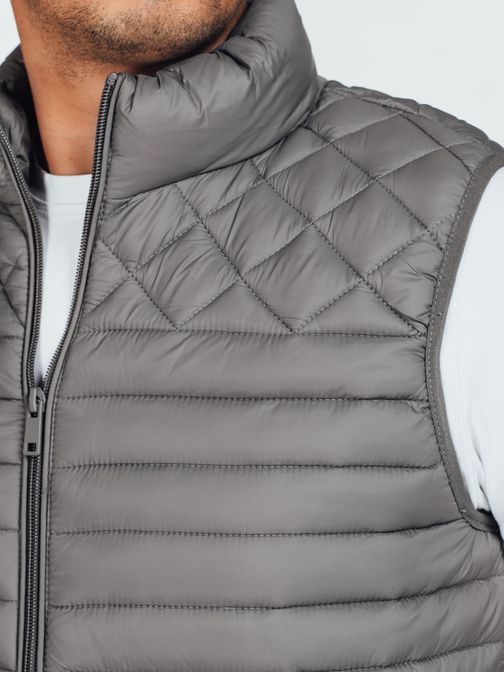 Moderná grafitová pánska vesta bez kapucne