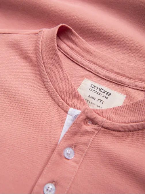 Pohodlná trendy ružová polokošeľa V7 TSCT-0156