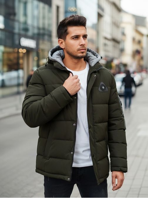 Originálna zelená zimná bunda s kapucňou