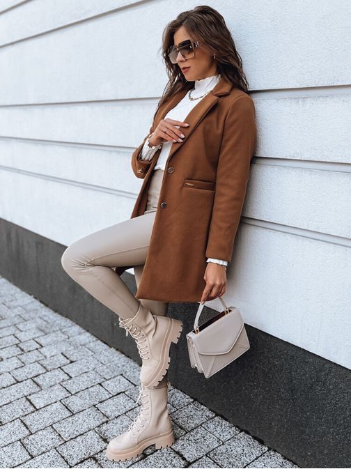 Elegantný kamelový dámsky kabát Elle