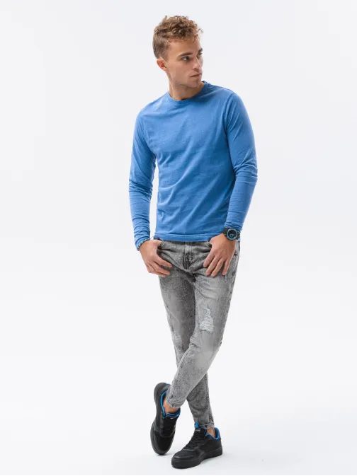 Tmavo-modré štýlové tričko s dlhým rukávom L131