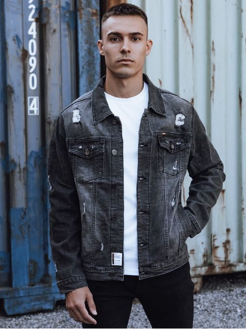 Trendy jeansová sivá pánska bunda