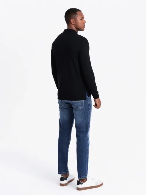 Pánska čierna polokošeľa s logom V1 POLS-0131