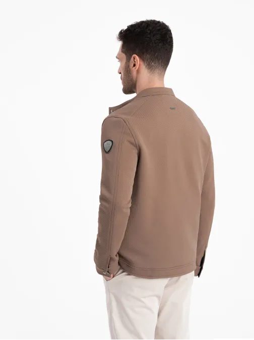 Trendy prechodná svetlo hnedá motorkárska bunda V4 OM-JANP-0138