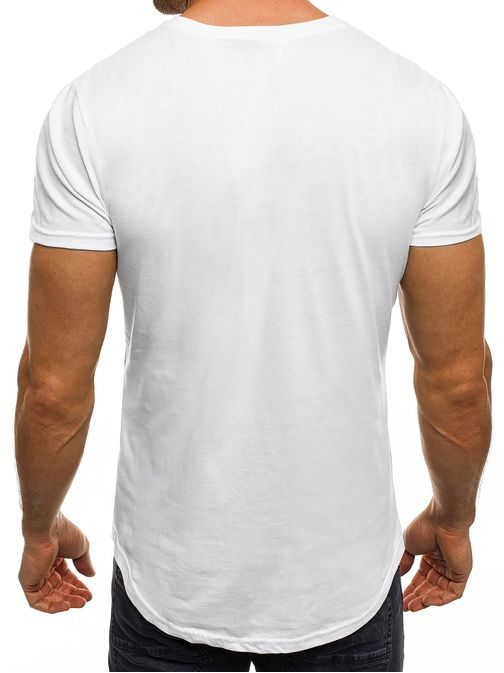Biele tričko s maskáčovým vzorom a nápismi J.STYLE SS121