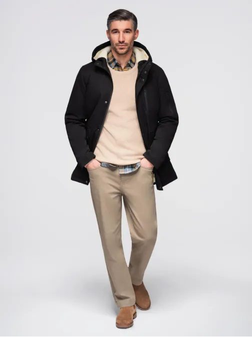 Teplá bunda pre pánov v čiernej farbe OM-JAHP-0302