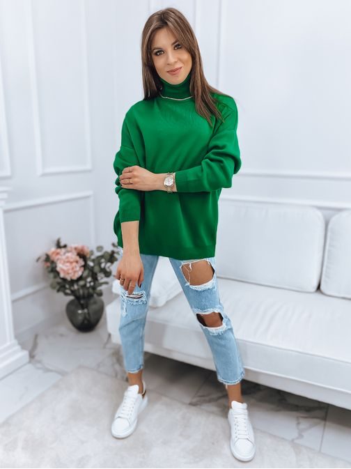 Jednoduchý zelený dámsky sveter Galicja