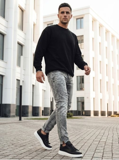 Štýlové sivé jeansové nohavice pre mužov