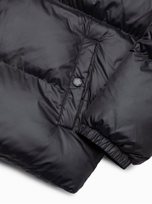 Čierna teplá bunda na zimu C546