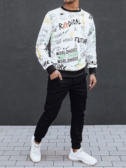 Zaujímavá pánska biela mikina