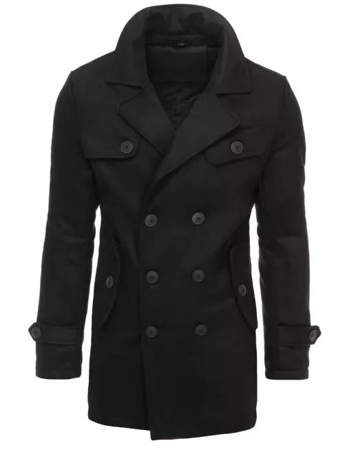 Dvojradový kabát v čiernej farbe