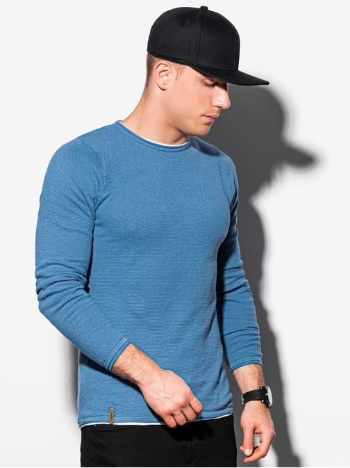 Svetlo-modrý bavlnený pánsky sveter E121